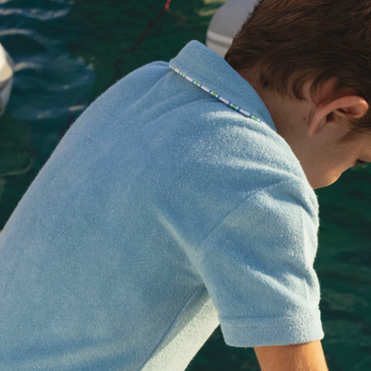 Boys le marin blue french terry polo|11414