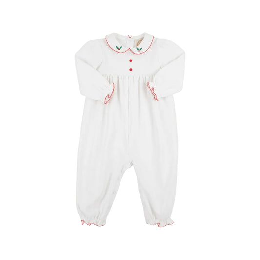 Long Sleeve Britt Romper Worth Ave White/Richmond Red/Holly|13158