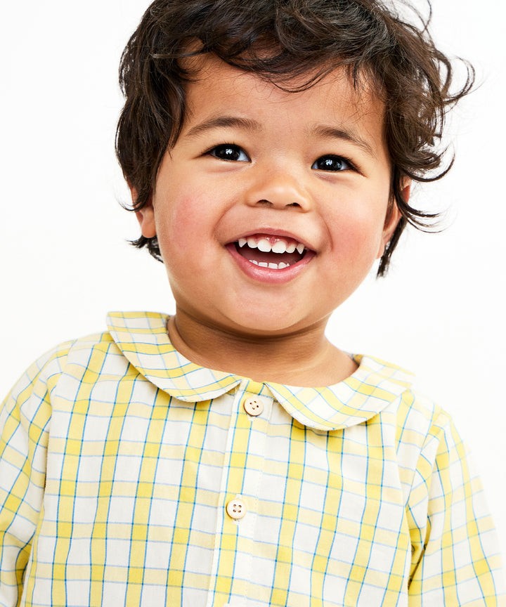 Jefferson Baby Shirt, Yellow Picnic|6685