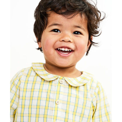 Jefferson Baby Shirt, Yellow Picnic|6685