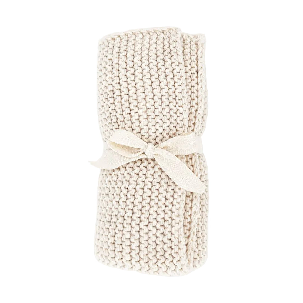 Garter Stitch Knit Blanket- Natural|12200