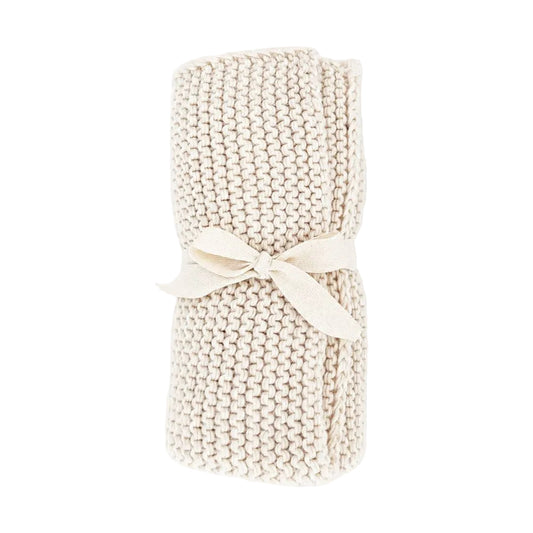 Garter Stitch Knit Blanket- Natural|12200