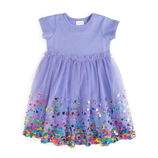 Lavender Confetti Short Sleeve Tutu Dress|9708