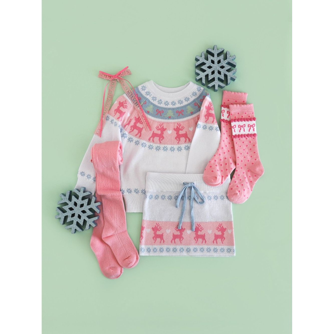 Pink Bow Scalloped Knee Socks|10408