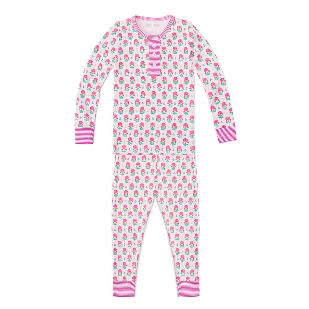 Geranium Block Two Piece Kids Henley|7388
