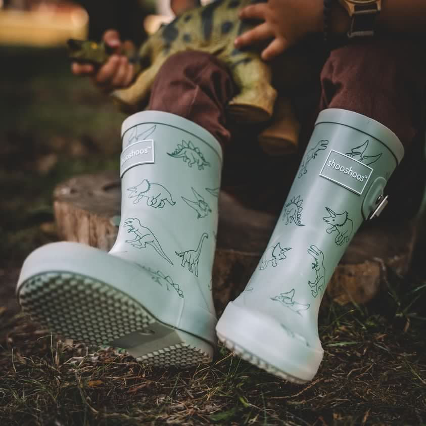 DINO ROAR WATERPROOF RAIN BOOT SAGE GREEN|10284