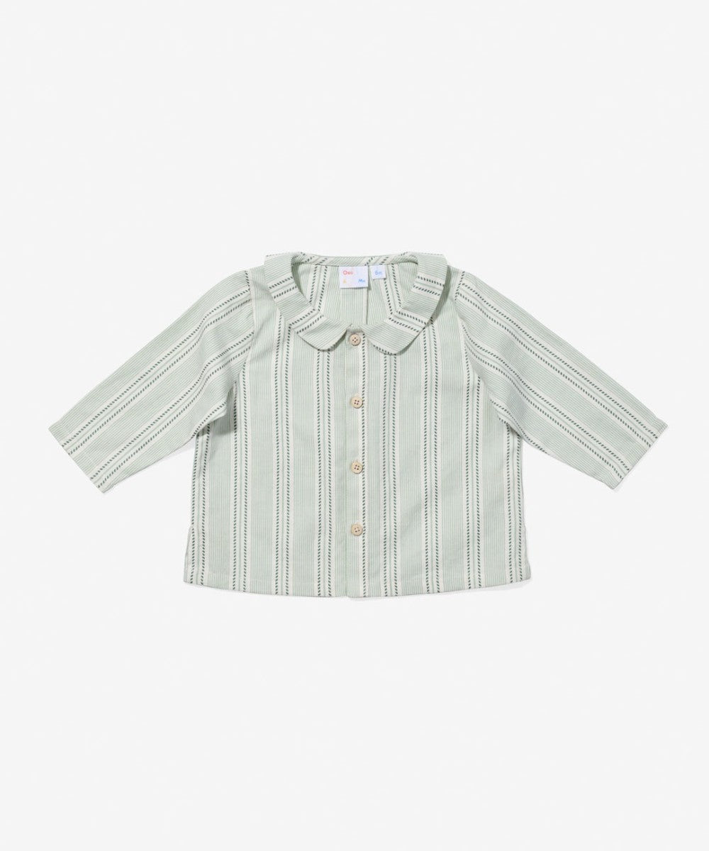 Jefferson Baby Shirt, Sage Chevron Stripe|9228