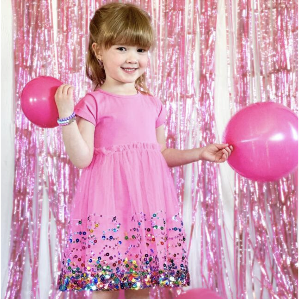Raspberry Confetti Short Sleeve Tutu Dress|3972