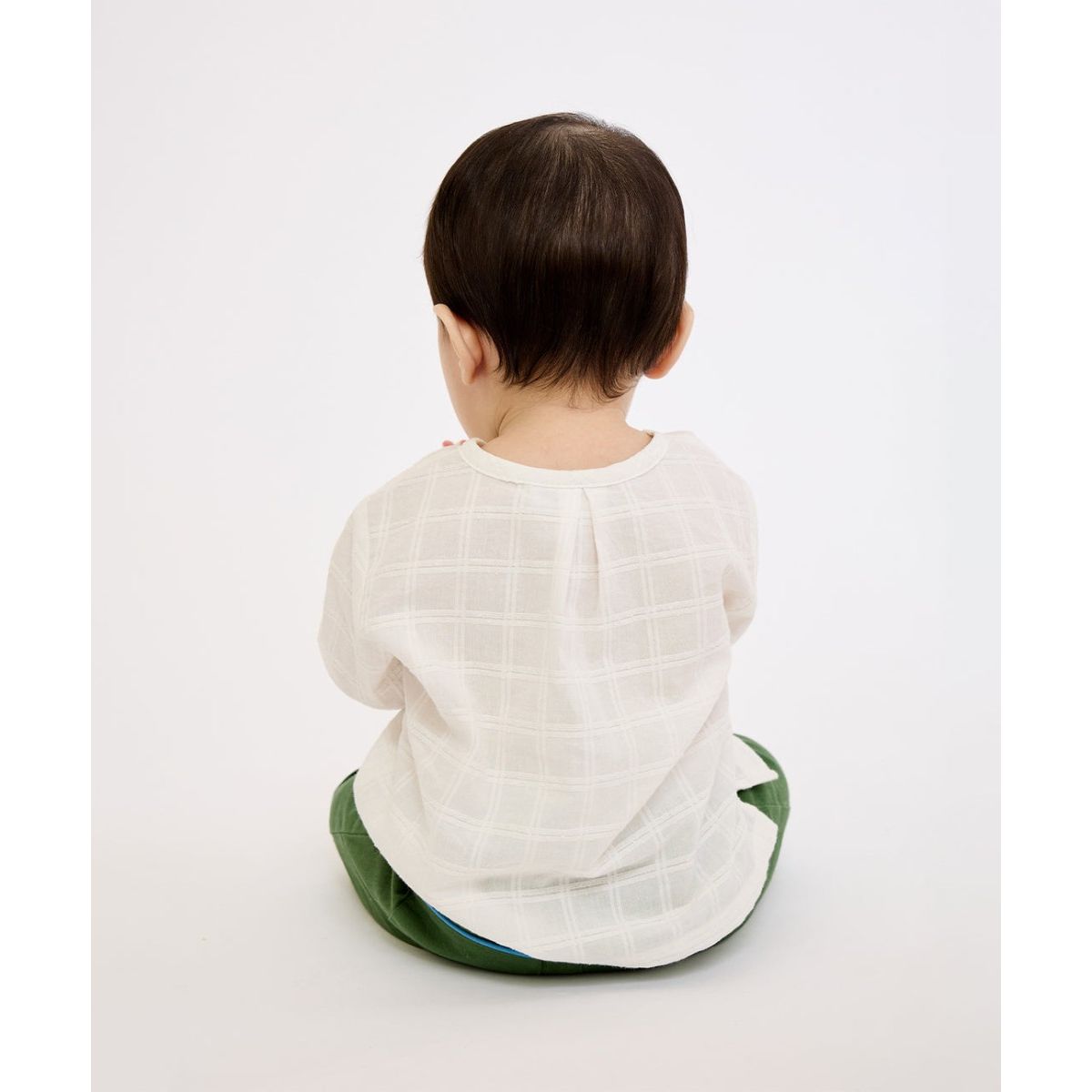 Lupo Baby Shirt, Cream Windowpane|6413