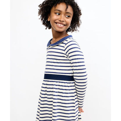 Marie Clare Dress, Navy Stripe|9423