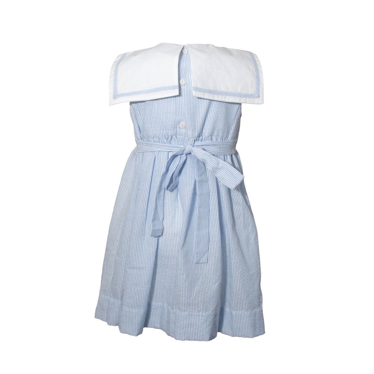 Light Blue Seersucker Sailboats Dress|11589