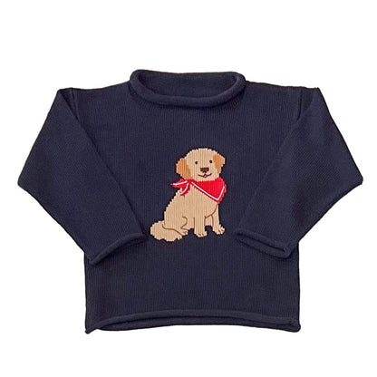 Tuck The Retriever Roll Neck Sweater-Navy|12827