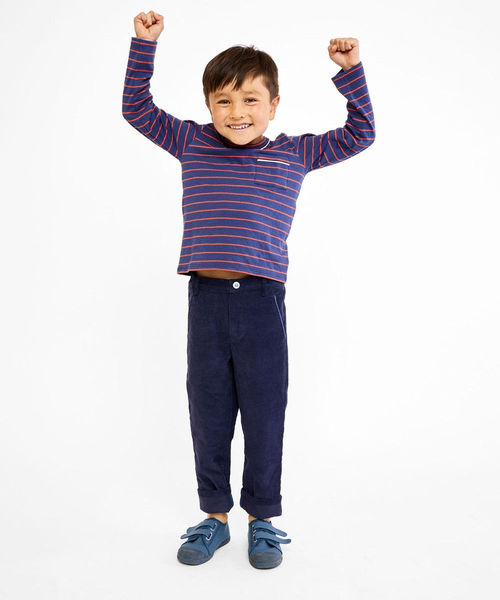 Edward T-Shirt, Navy Fine Stripe|9084