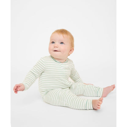 Ziggy Zip Romper, Dusty Seafoam Mini Stripe|10775