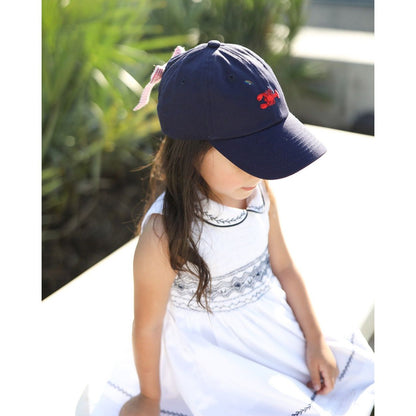 Girls' Lobster Bow Baseball Hat- navy|8094