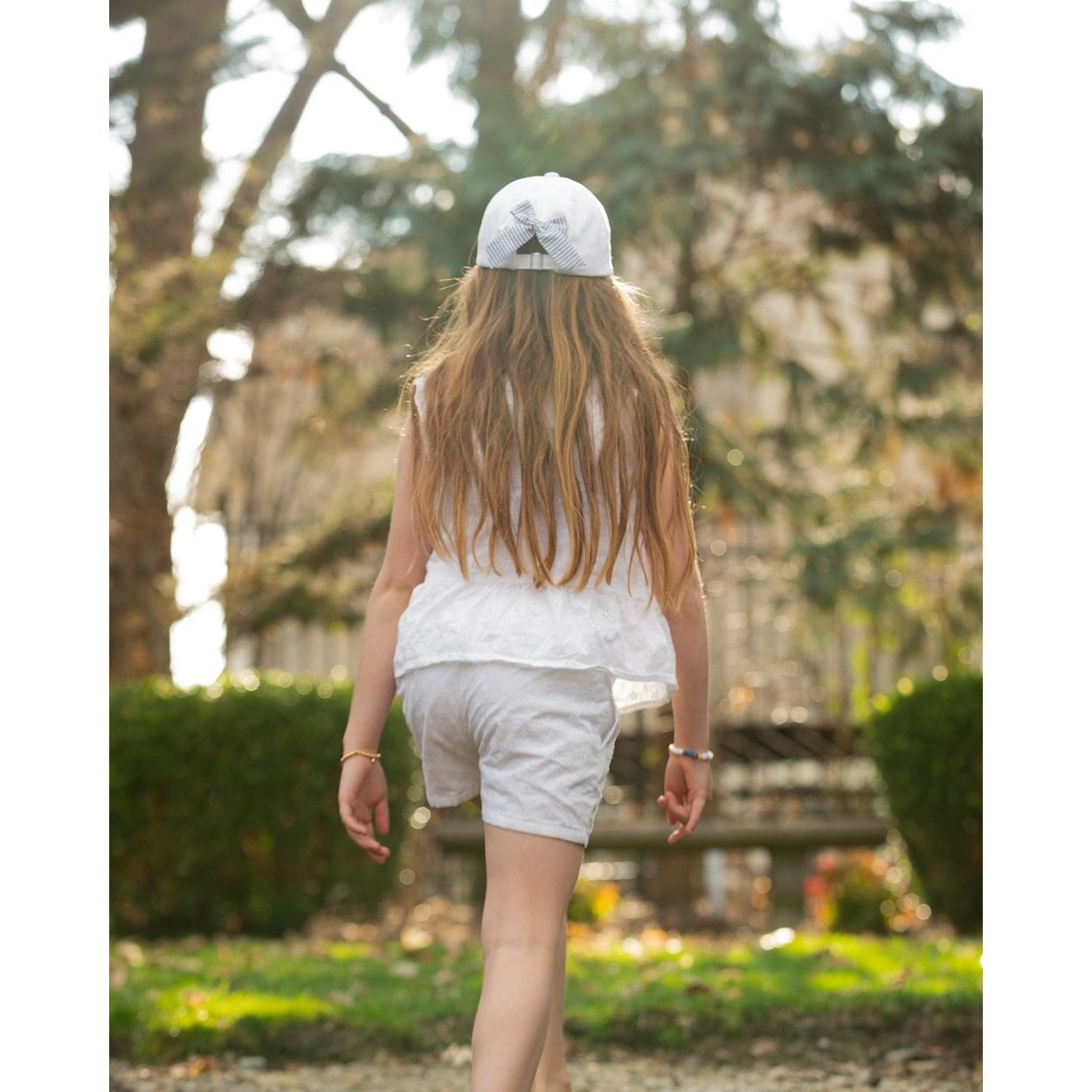 Women's American Flag Bow Baseball Hat- white|8308
