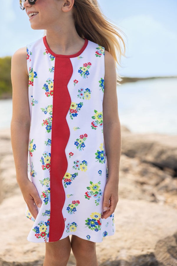 Daisy Dress - Biltmore Blooms (Buckhead Blue)/Richmond Red|11335
