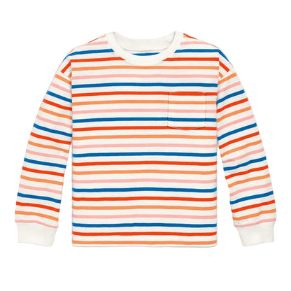 Long Sleeve Easy Tee In Multi Stripe | Ivory Tonal Stripe|5133