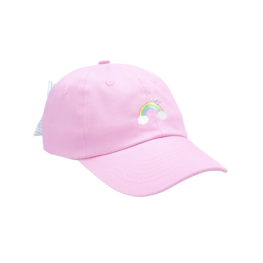 Junior Rainbow Sparkle Bow Baseball Hat- pink|8119