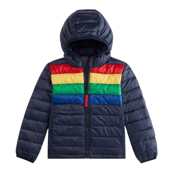 Navy Bold Rainbow Puffer Jacket|9653