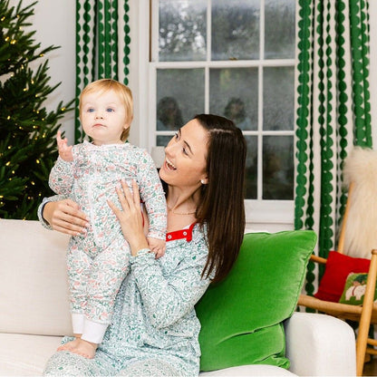 North Pole Christmas Zip Baby Onesie, Evergreen Multi|10310