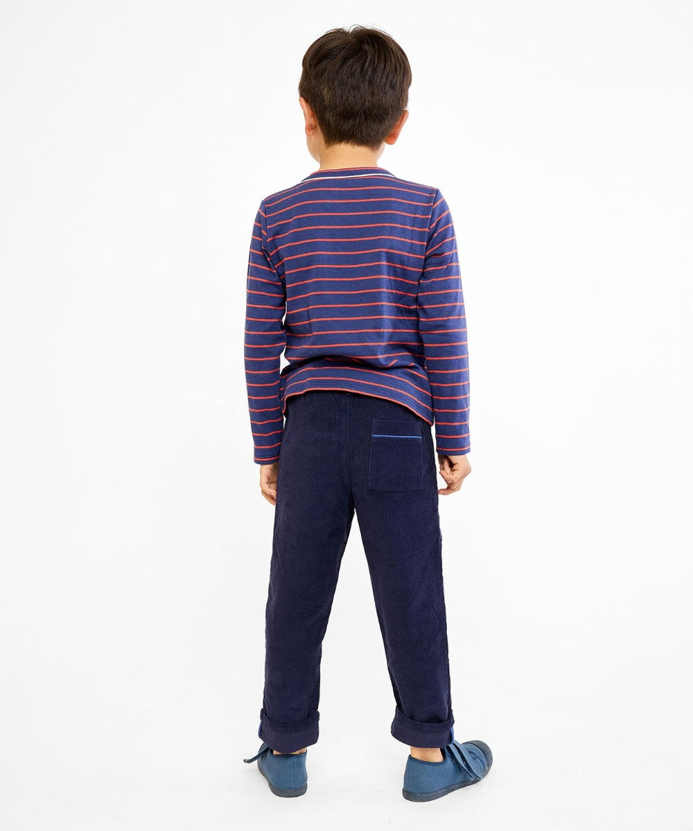 Edward T-Shirt, Navy Fine Stripe|9085