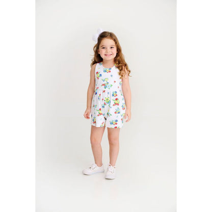 Reagan Romper - Biltmore Blooms (Buckhead Blue)/Richmond Red
