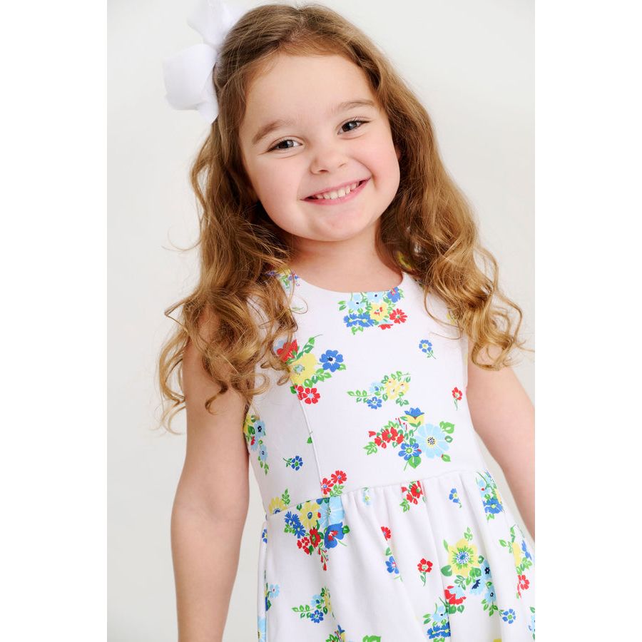 Reagan Romper - Biltmore Blooms (Buckhead Blue)/Richmond Red
