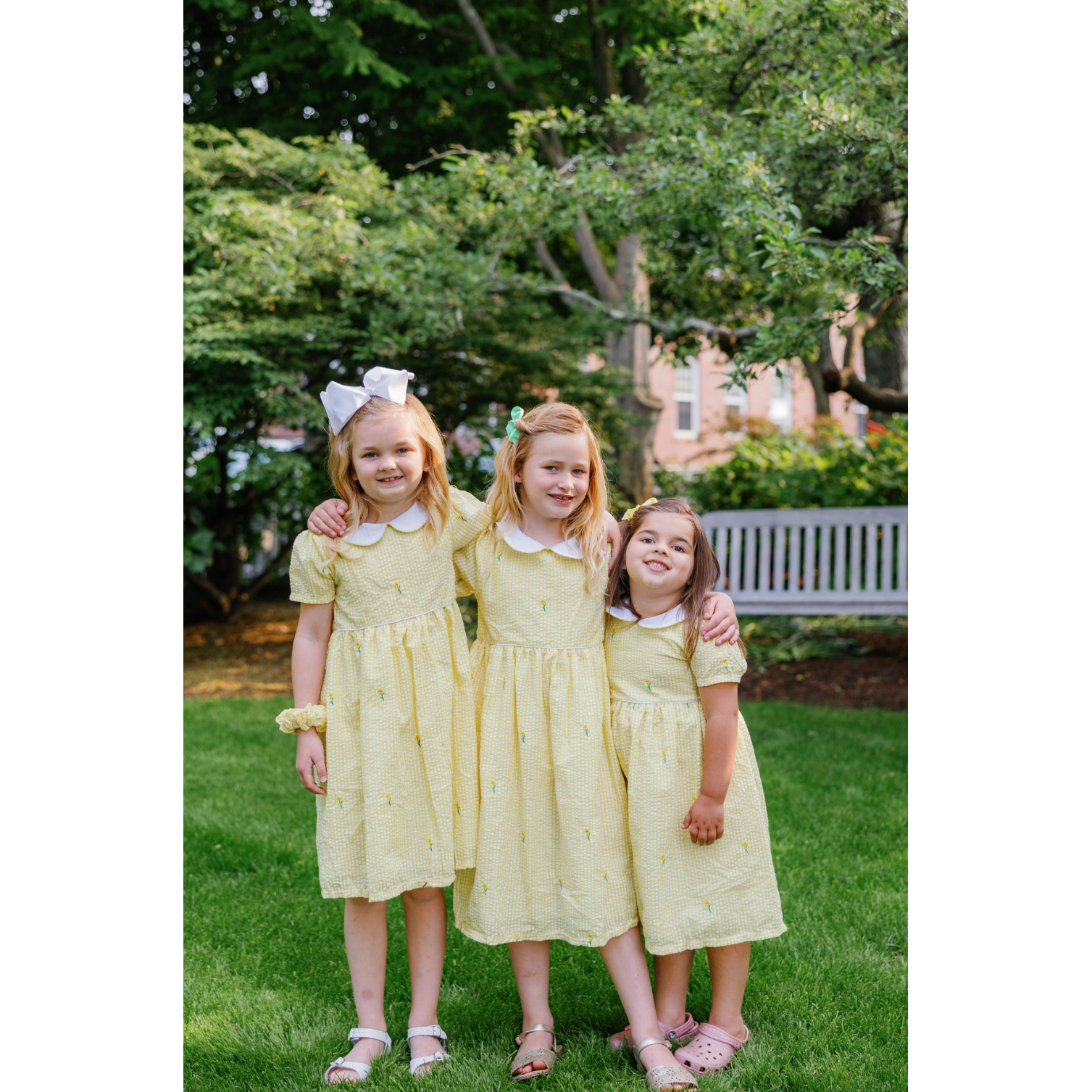 Yellow Gingham Daffodil Dress with Peter Pan Collar|10045
