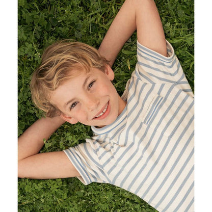 Willie T-Shirt, Dusty Blue Sport Stripe|6844