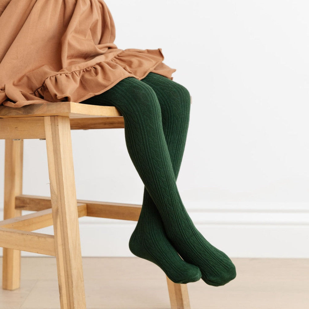 Forest Green Cable Knit Tights|13602