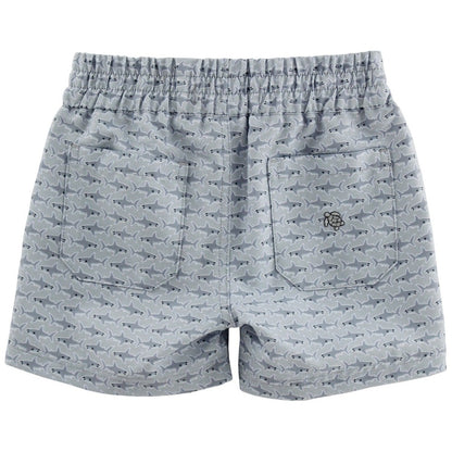 Seaside Pull On Short - Sharks On Grey|8565