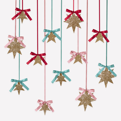 Gold Glitter Hanging Star Decorations|13583