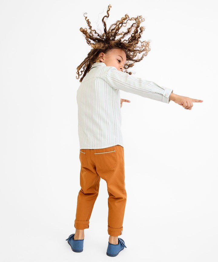 Jeffie Shirt, Sage Chevron Stripe|9213