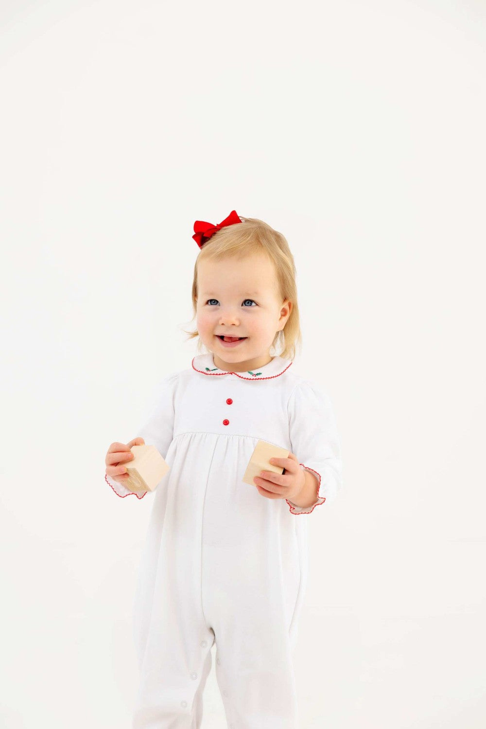 Long Sleeve Britt Romper Worth Ave White/Richmond Red/Holly|13156