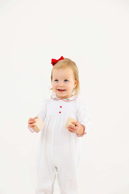 Long Sleeve Britt Romper Worth Ave White/Richmond Red/Holly|13156