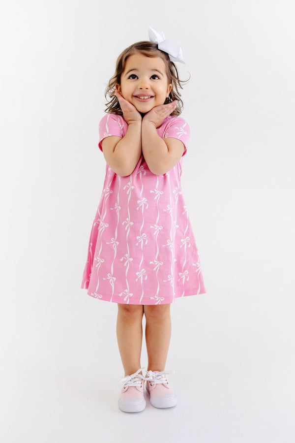 Polly Play Dress Short Sleeve-Bell Court Bows-Hot Pink|12753