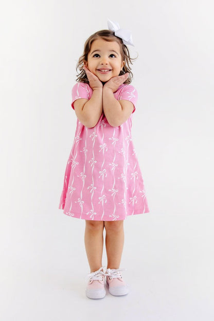 Polly Play Dress Short Sleeve-Bell Court Bows-Hot Pink|12753