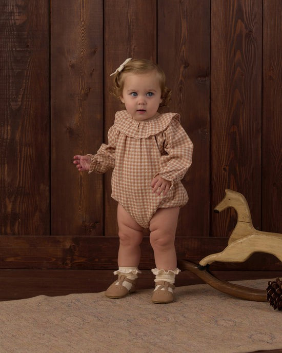 Colette Romper Fawn Gingham|12022