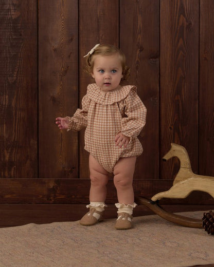 Colette Romper Fawn Gingham|12022