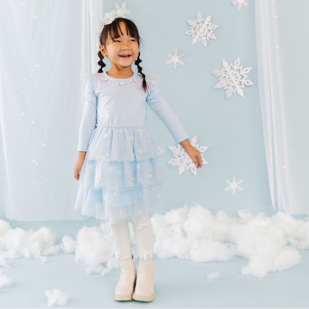 Glitter Snowflake Long Sleeve Tutu Dress|13524