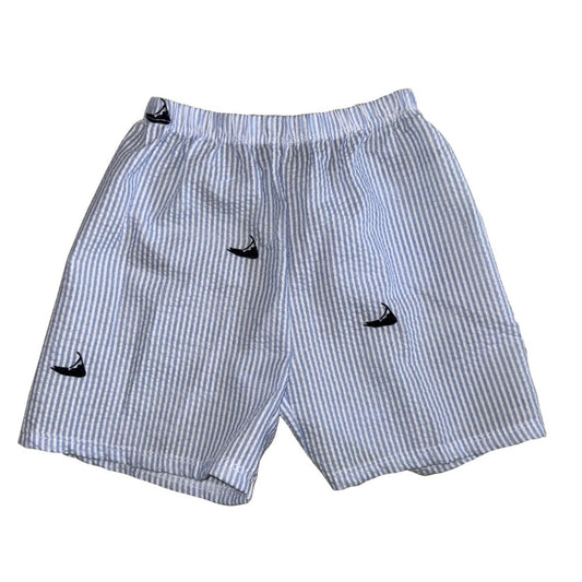Light Blue Seersucker Shorts Navy Nantucket|9630