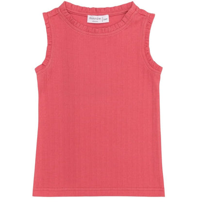Girls poppy red ruffle pointelle tank|8639