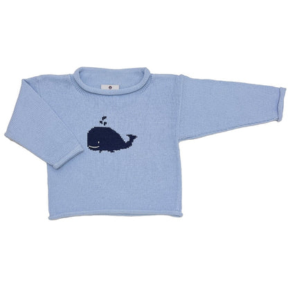 Whale Watch Roll Neck Sweater-Blue|9583