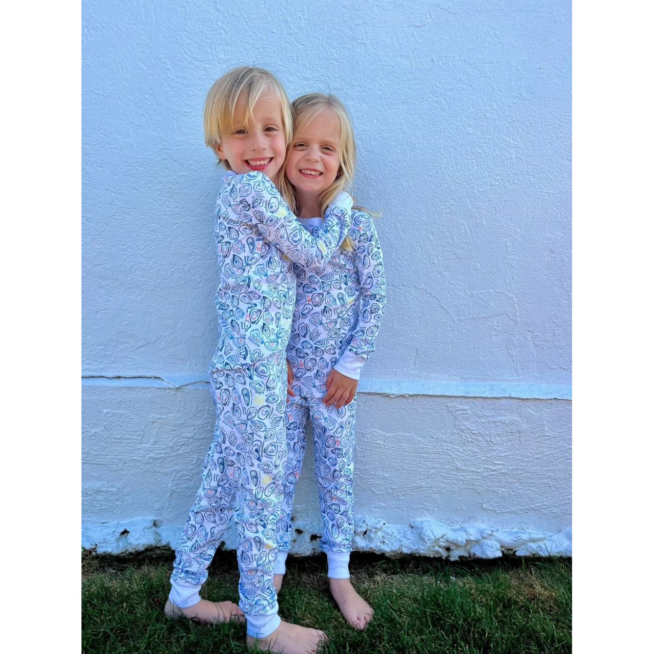 Oysters Two Piece Kids Pajamas - Pearl Blue|7372