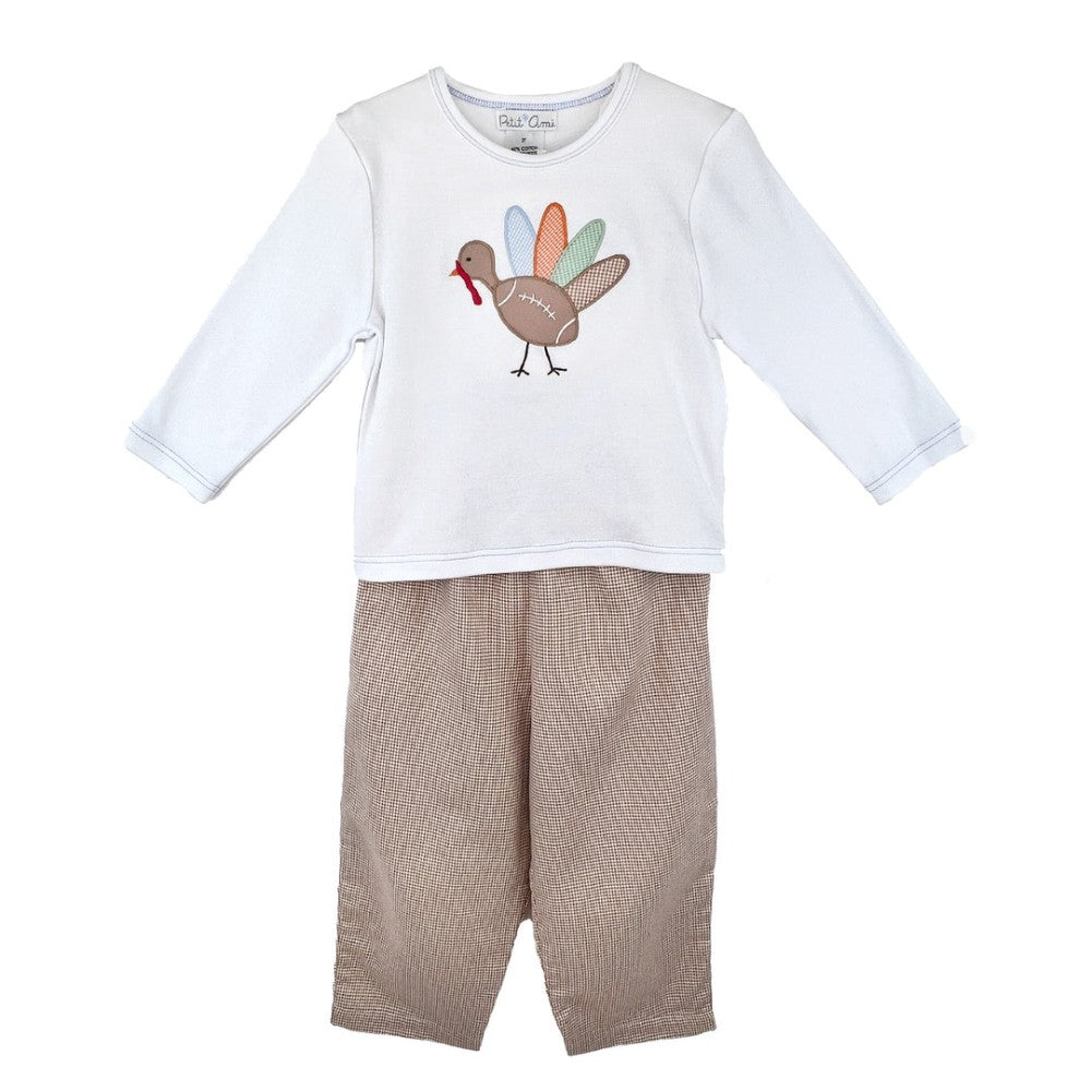 Football Turkey Applique Top & Pant Set|13286
