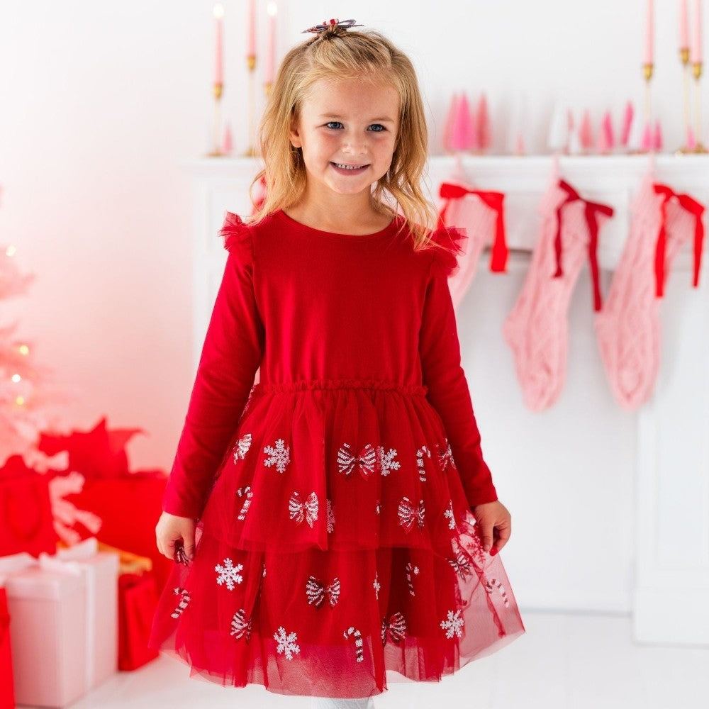 Peppermint Swirl Christmas LS Tutu Dress|13237
