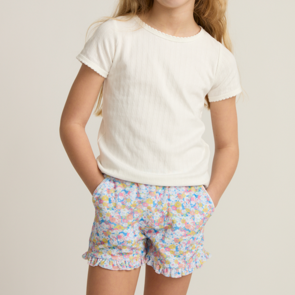 Girls jasmine blossom french terry ruffle short|11440