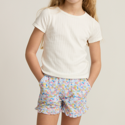 Girls jasmine blossom french terry ruffle short|11440