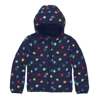 Navy Confetti Stars Puffer Jacket|9654
